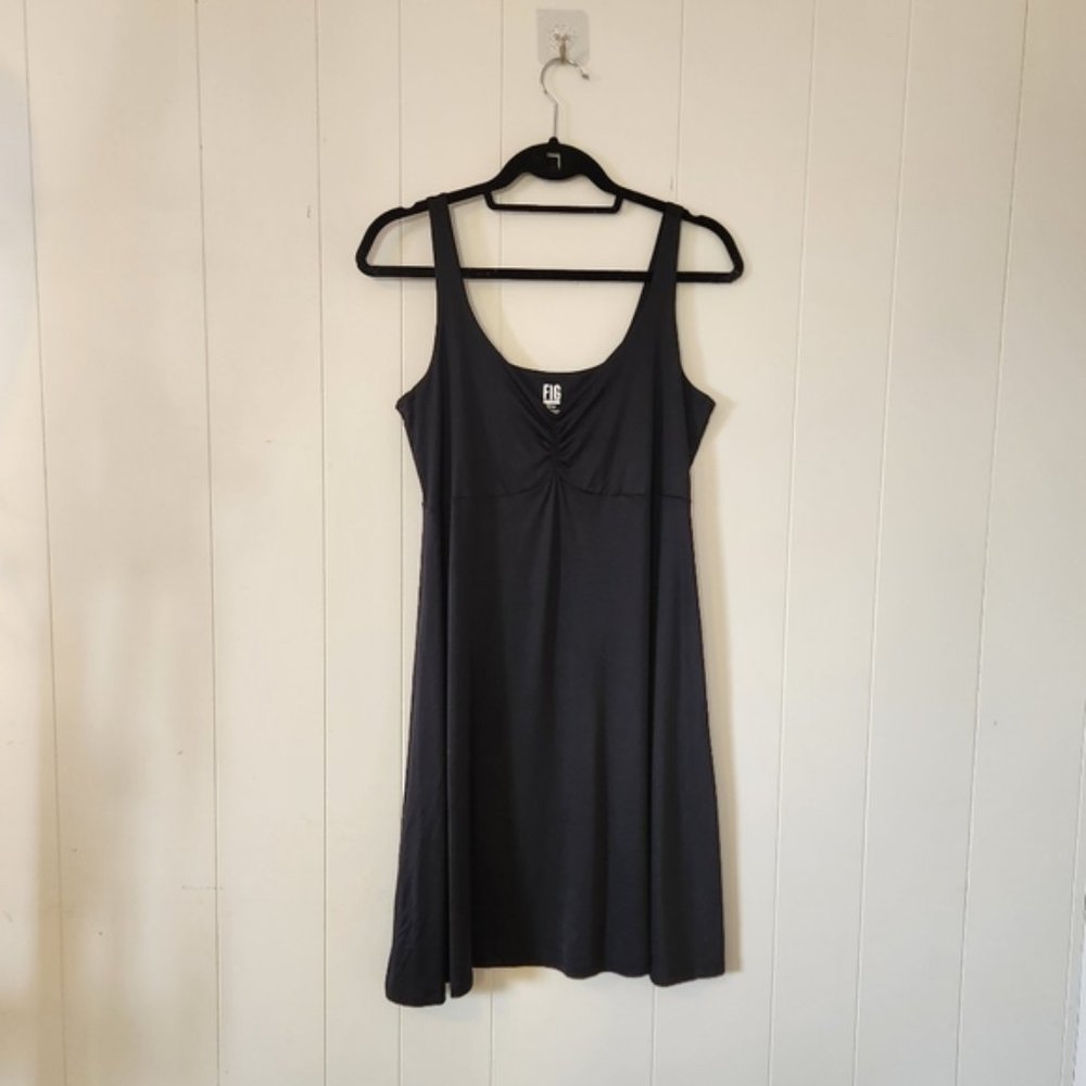 FIG Ocean Black Fit & Flare Black Activewear Dress Knee Length Stretchy Tennis